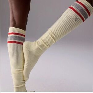 NWT Free People FP Movement Knee High Logo Socks Cream